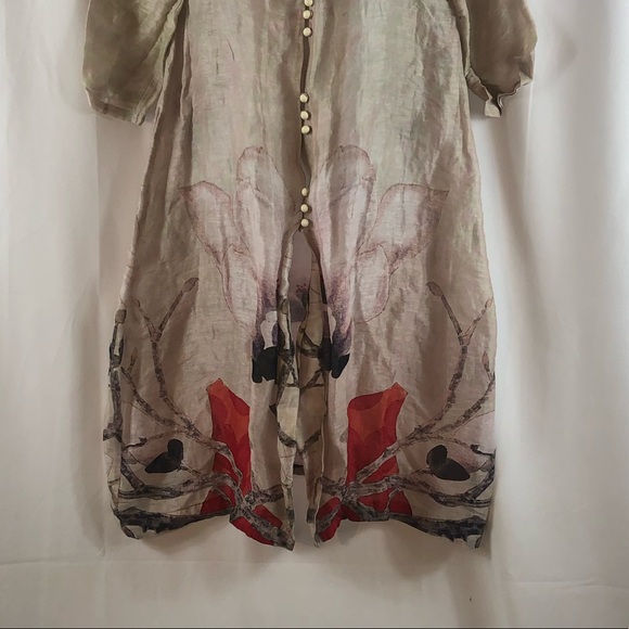 Elenyun Silk/Linen sheer floral half sleeve button front jacket M - Picture 8 of 16